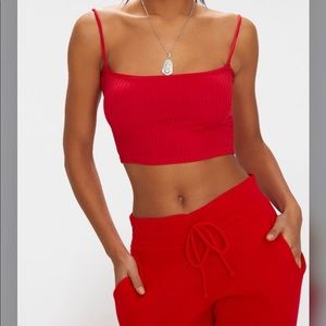 Red square cami top